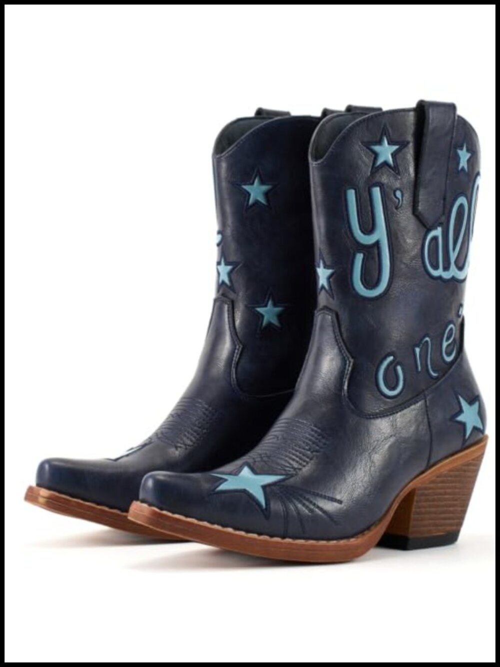 Snip Toe Embroidered Western Ankle Cowboy Boots Chunky Heel